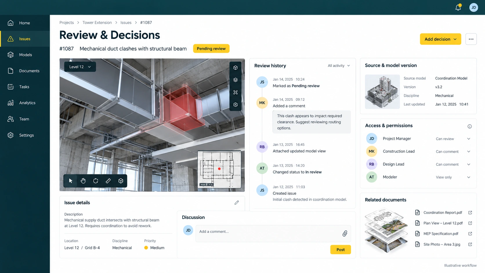 Illustrative Governance workspace with fictional project information. Not a live product screenshot.