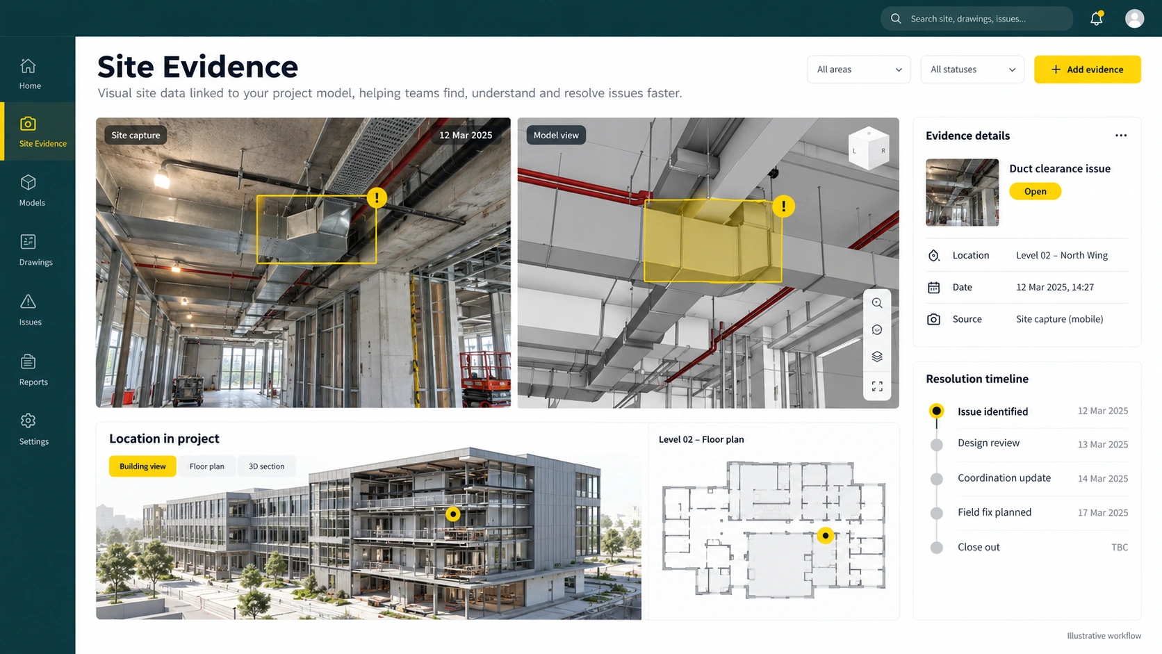 Illustrative Ground Truth workspace with fictional project information. Not a live product screenshot.